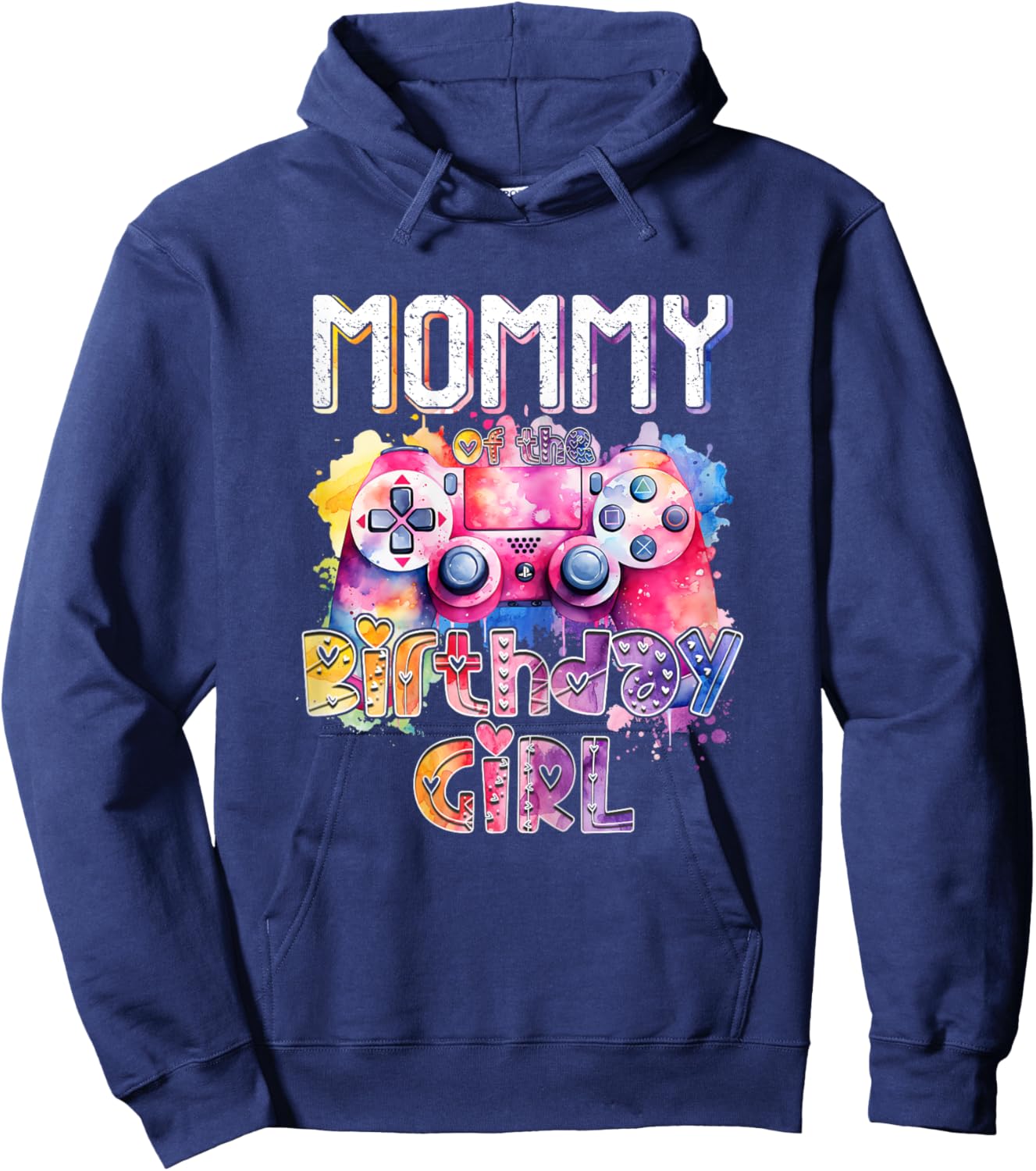 Mommy of the Birthday Girl Matching Video Gamer Birthday Hoodie - Hoodie | Navy