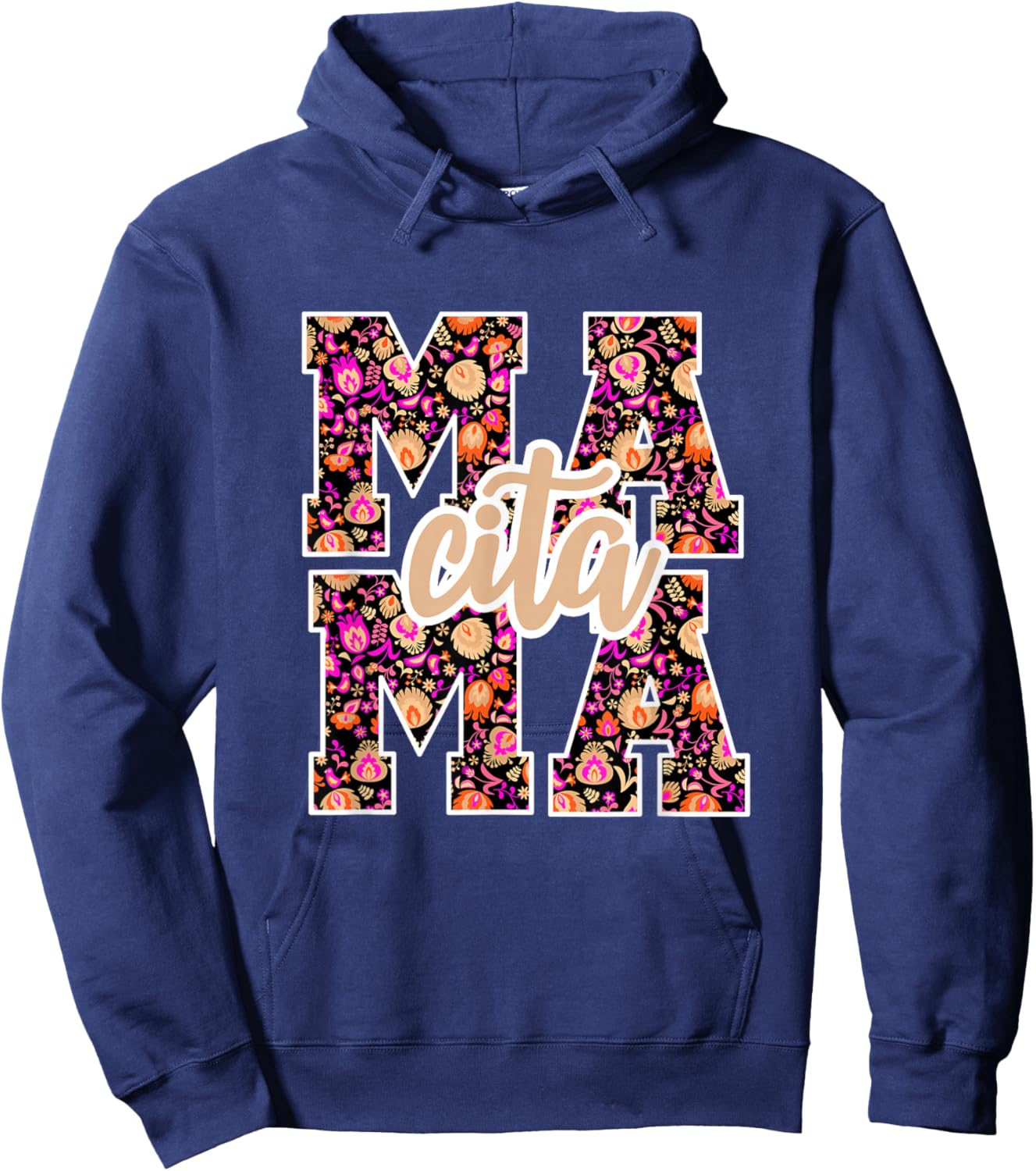 Mamacita Latina Women Modern Floral Aesthetic Hoodie - Hoodie | Navy