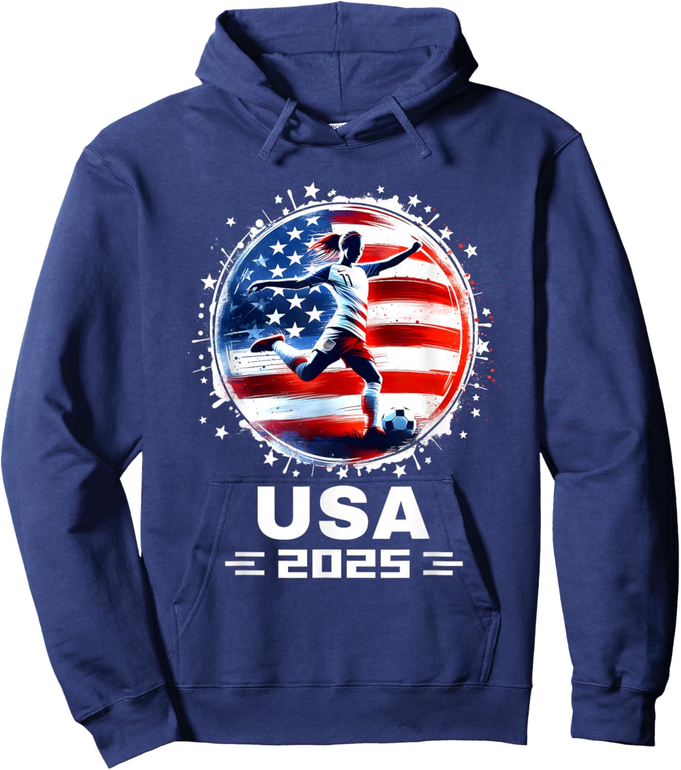 Soccer American Flag Soccer Apparel Soccer 2025 Hoodie - Hoodie | Navy