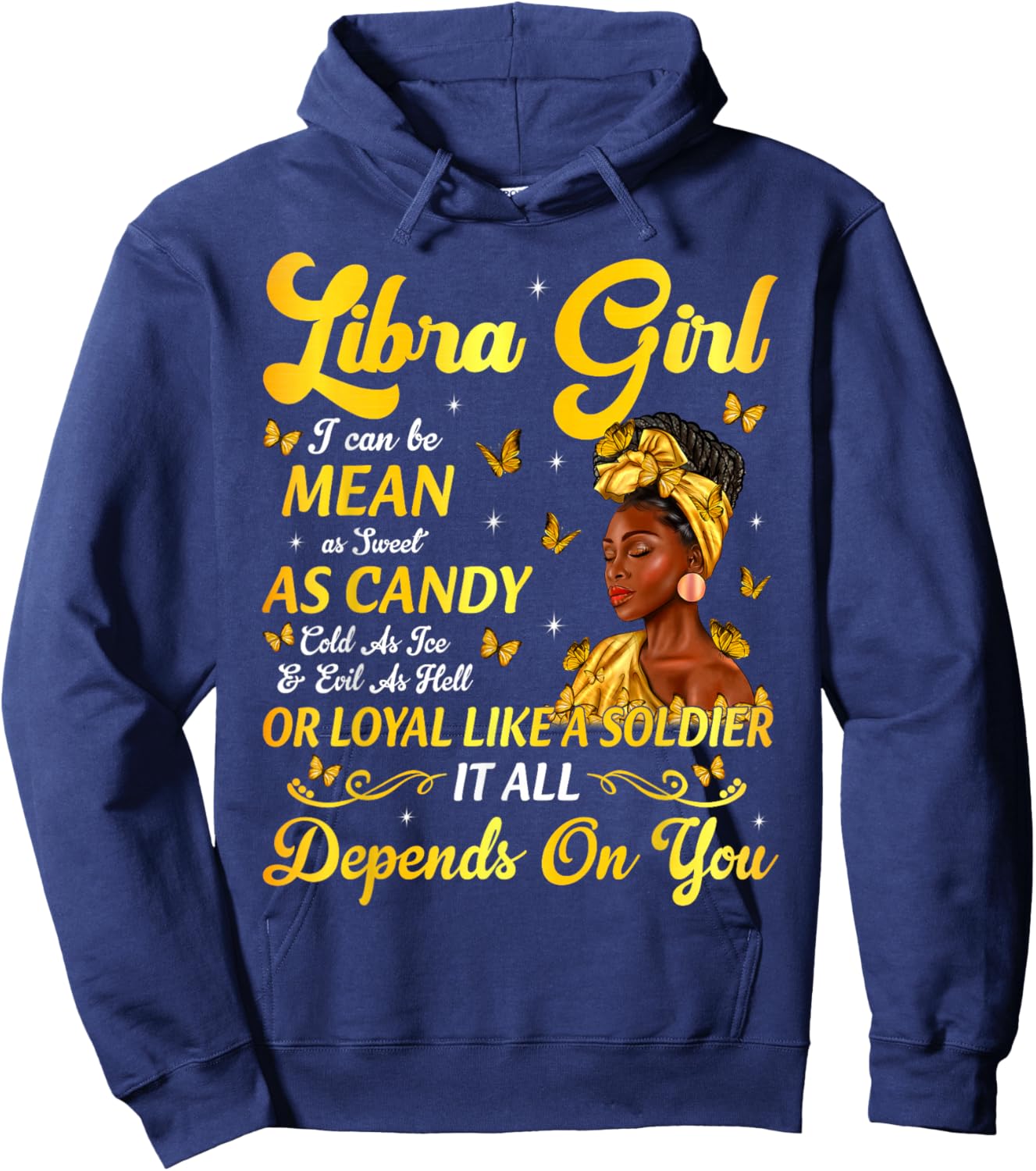 African American Birthday Black Women Libra Girl Hoodie - Hoodie | Navy