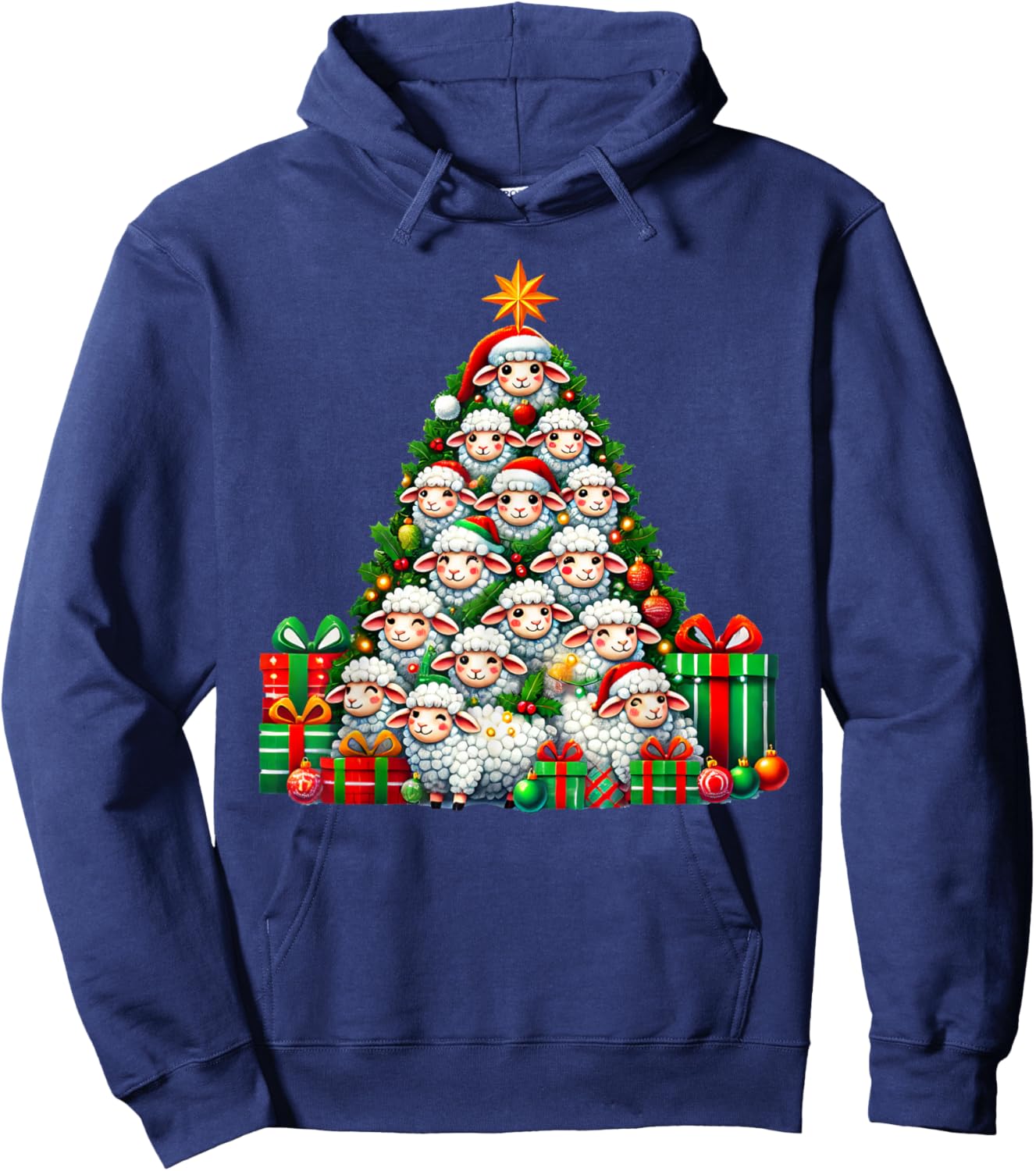 Sheep Christmas Tree Funny Sheep Xmas Hoodie - Hoodie | Navy