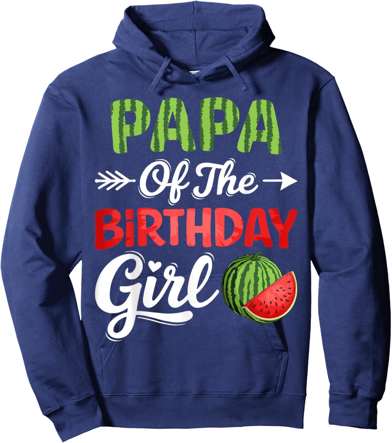 Watermelon Papa of The Birthday Girl Watermelon Pattern Hoodie - Hoodie | Navy