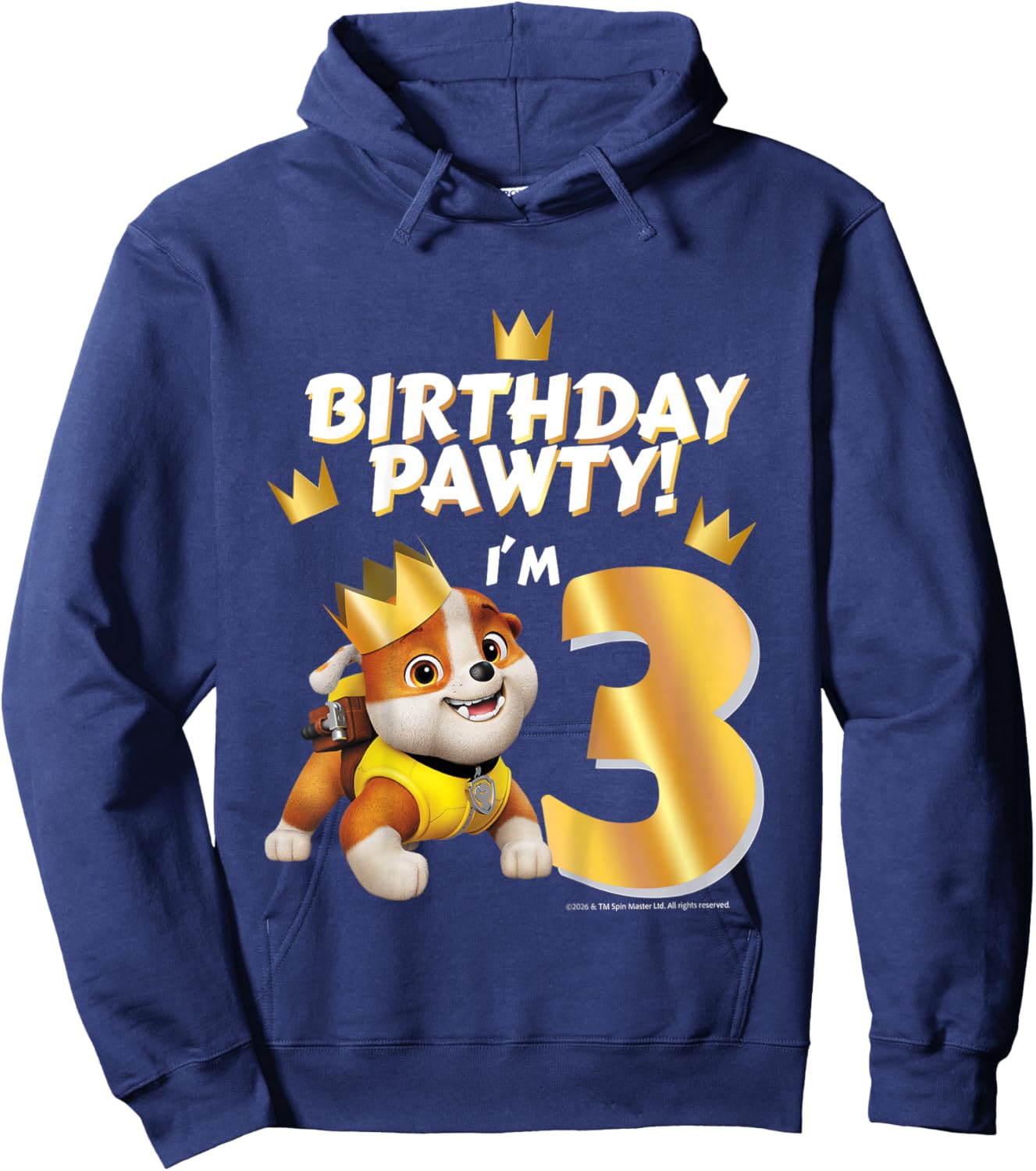 Official Paw Patrol Rubble Birthday Pawty I'm 3 Party Hoodie - Hoodie | Navy