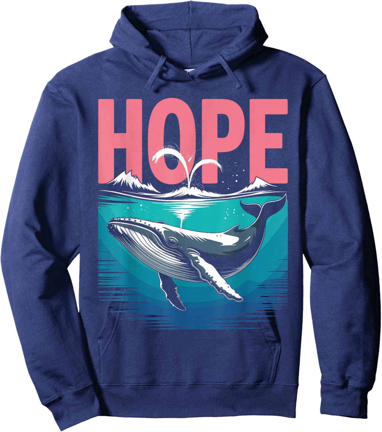 Buckelwal Hope Line Art Detailliertes Wal-Design Hoodie - Hoodie | Navy