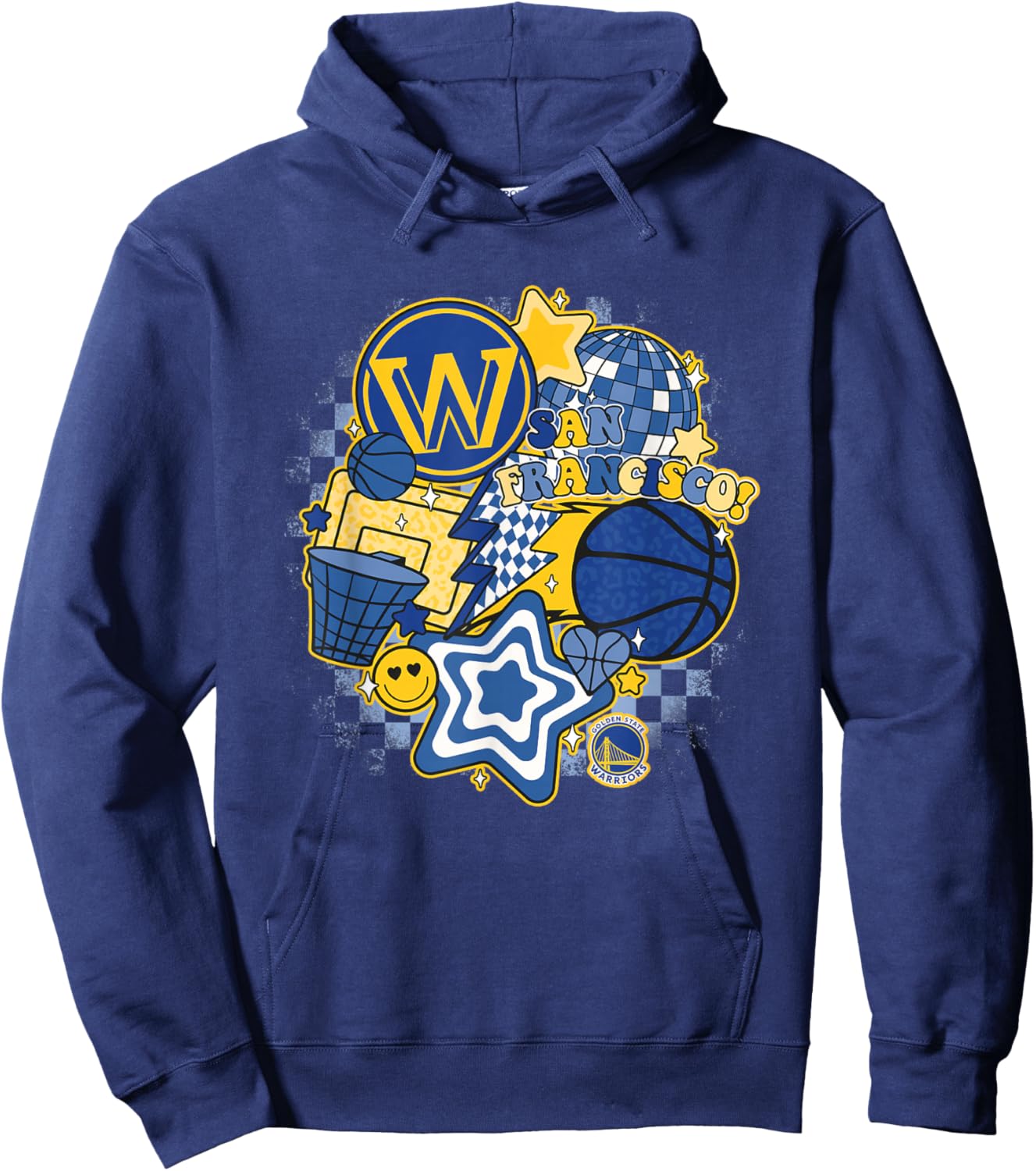 NBA Golden State Warriors Psychedelic Basketball Collage Hoodie - Hoodie | Navy