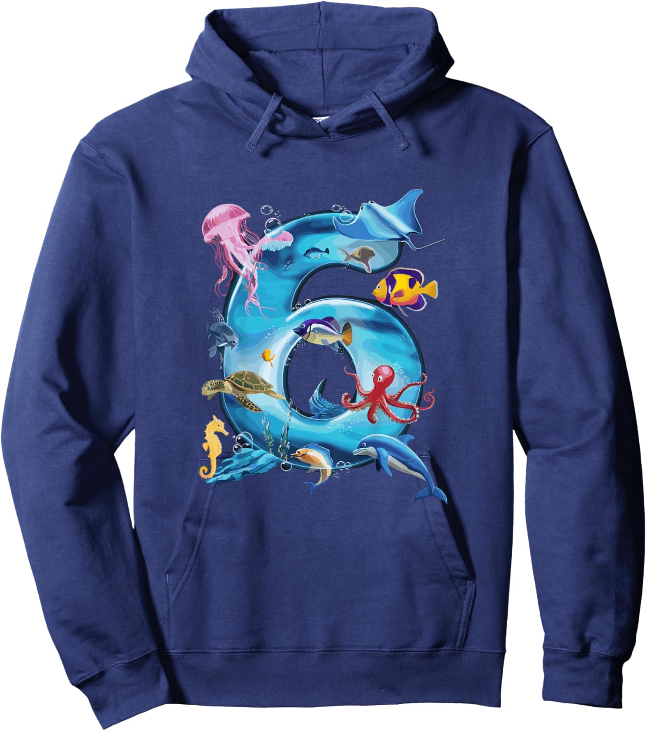 Sea Ocean Number 6rd Birthday Boys and Girls Hoodie - Hoodie | Navy