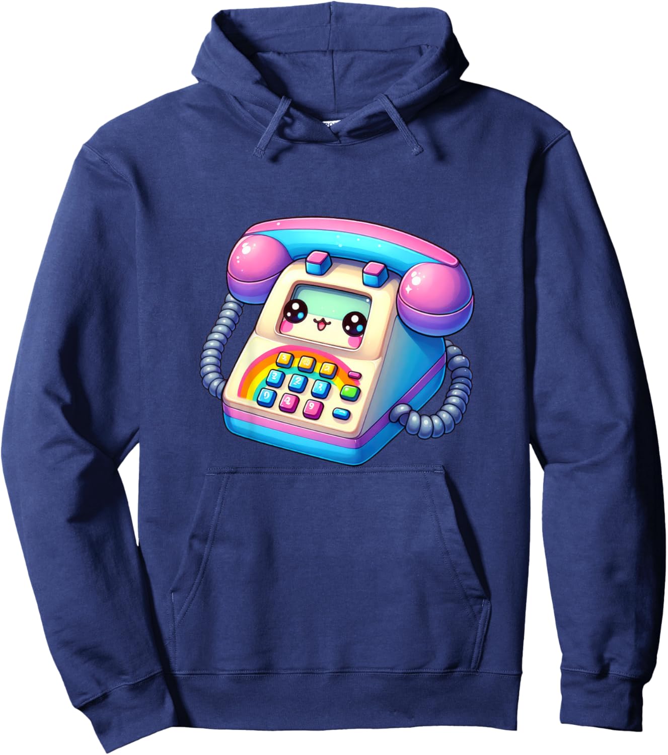 Kids Telephone Kawaii 90's Retro For Kids Boys Girls Hoodie - Hoodie | Navy