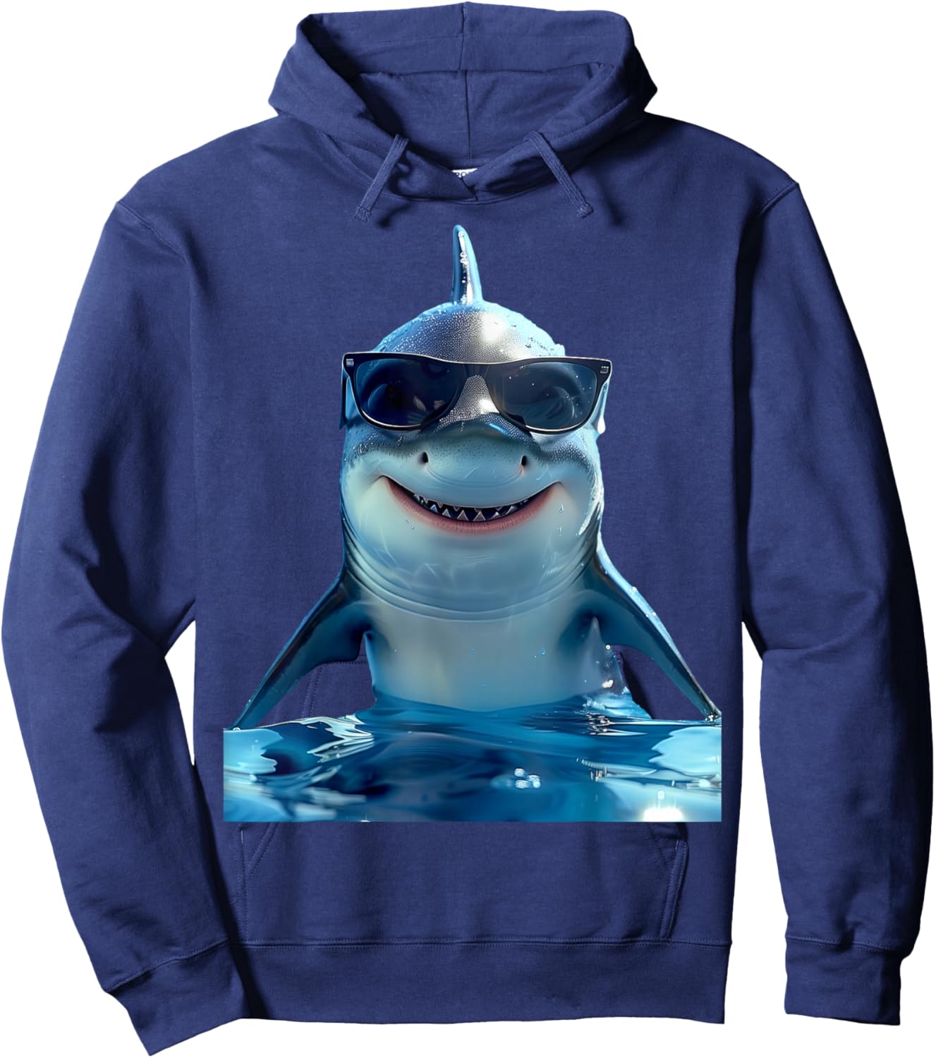 Hai mit Sonnenbrille Haifisch Tigerhai Grauhai Weißer Hai Hoodie - Hoodie | Navy