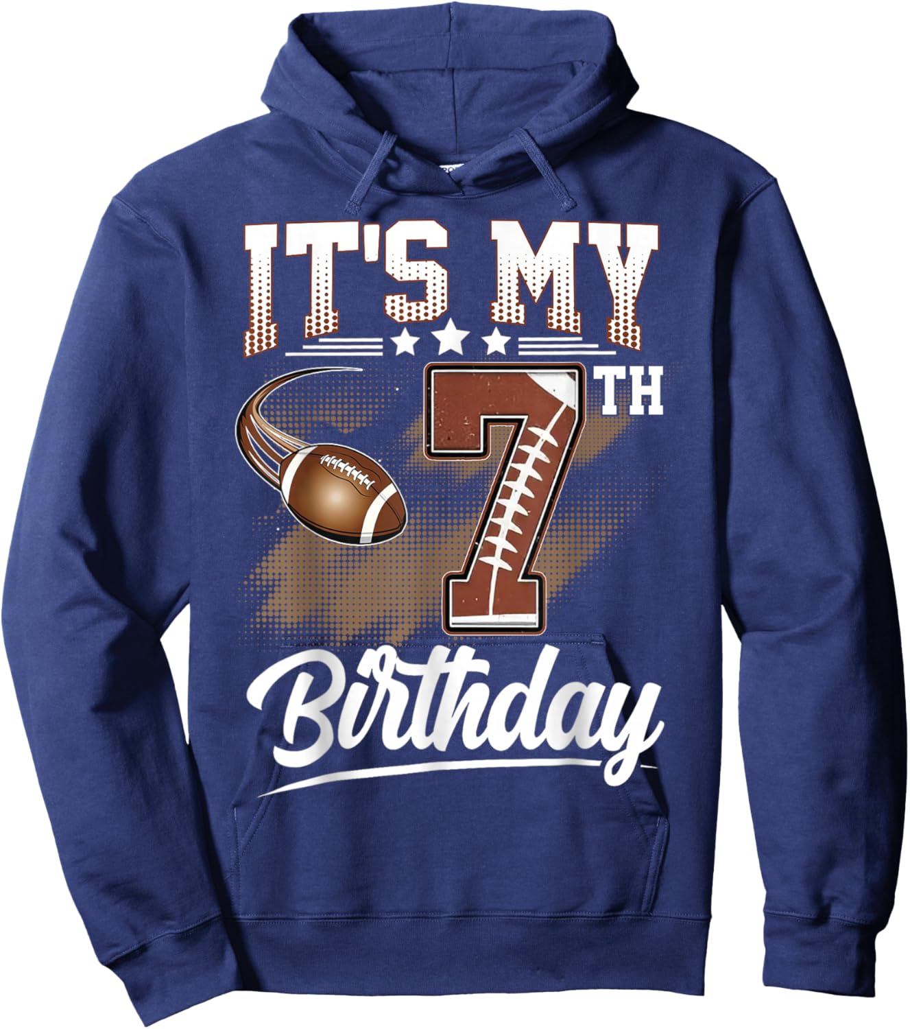 Kids 7 Year Old It's My 7th Birthday Football Themed Party Hoodie - Hoodie | Navy