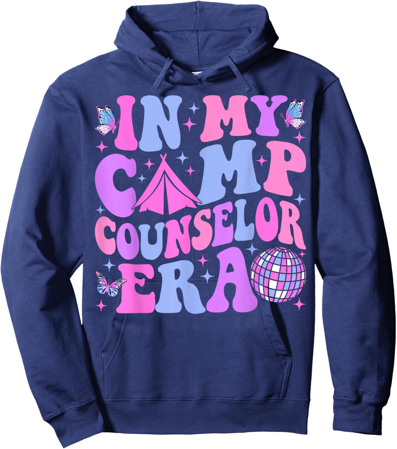 in My Camp Counselor Era Groovy Summer Camp Counselor Hoodie - Hoodie | Navy