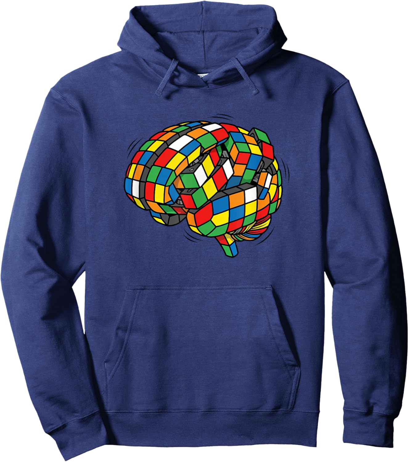 Funny Speed Cuber Cubing on The Brain Cube Speed Cubing Hoodie - Hoodie | Navy