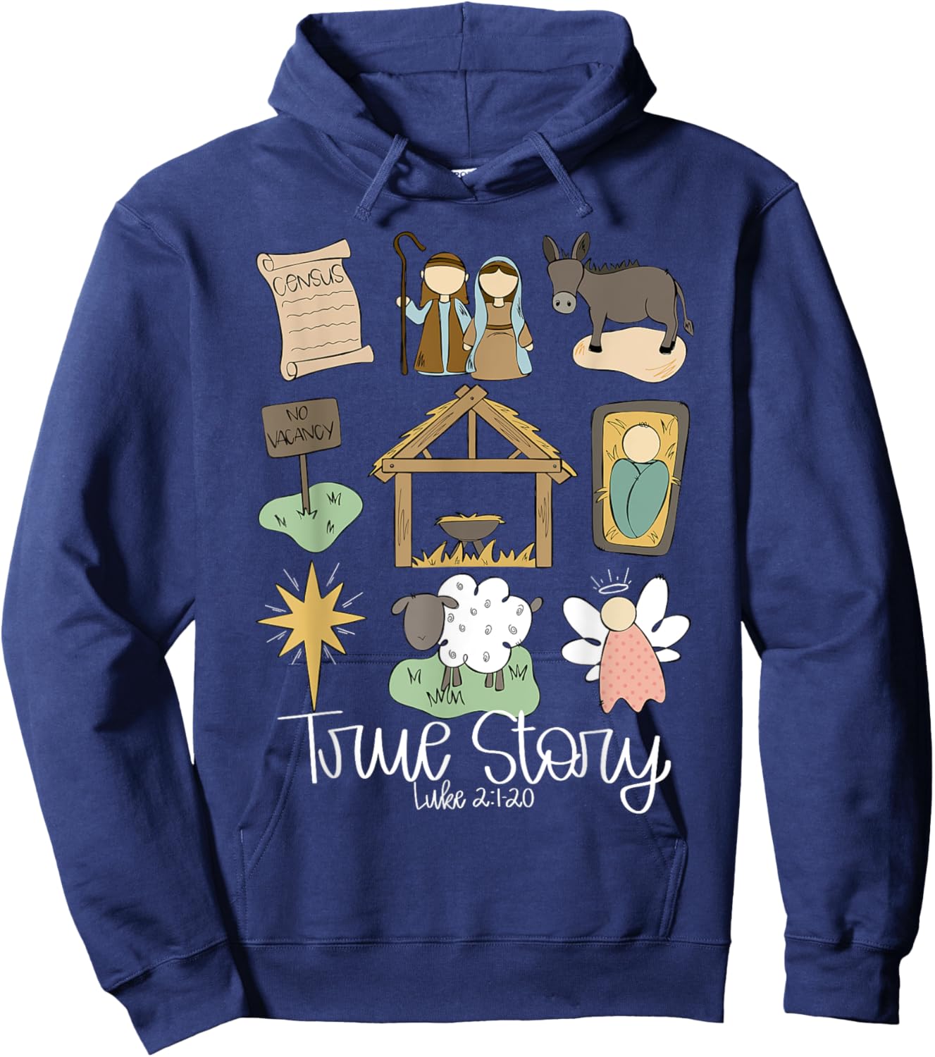 True Story Jesus Christian Merry Christmas Pajamas Holiday Hoodie - Hoodie | Navy