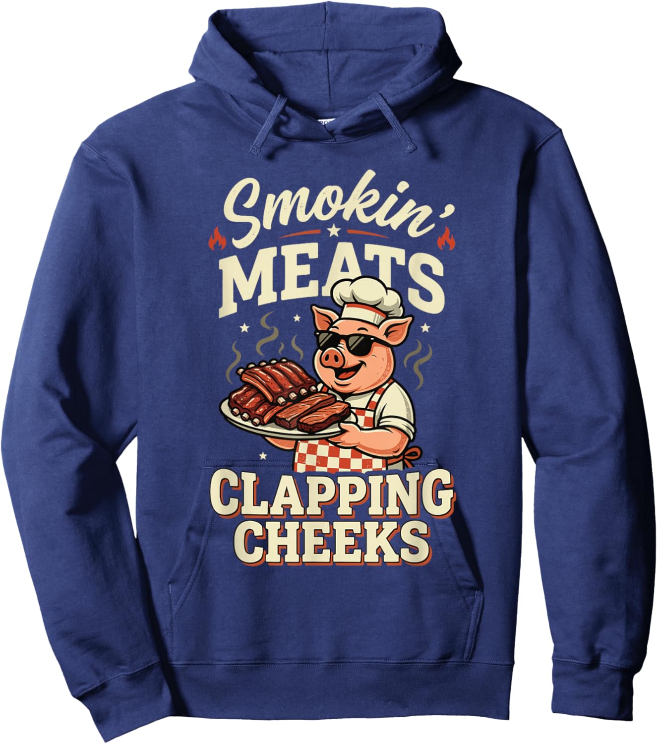 BBQ Smokin Meats and Clapping Cheeks Funny Pig Men Hoodie - Hoodie | Navy