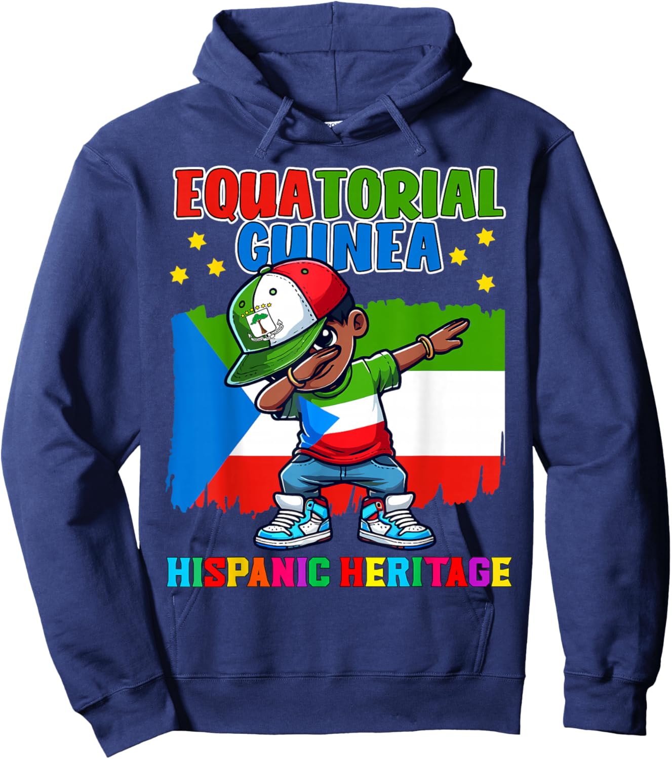Equatorial Guinea Dabbing Kid Hispanic Heritage Celebration Hoodie - Hoodie | Navy