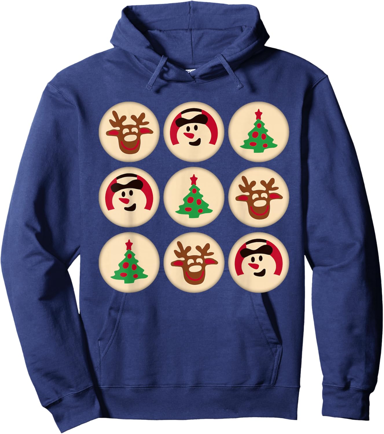 Christmas Cute Sugar Cookie Christmas Tree Snowman Reindeer Hoodie - Hoodie | Navy