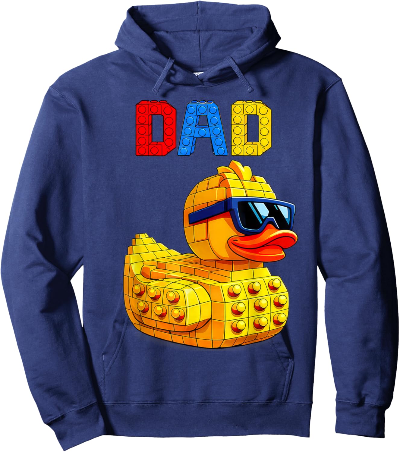 Duck Dad Master Builder Building Bricks Blocks Fathers Day Hoodie - Hoodie | Navy