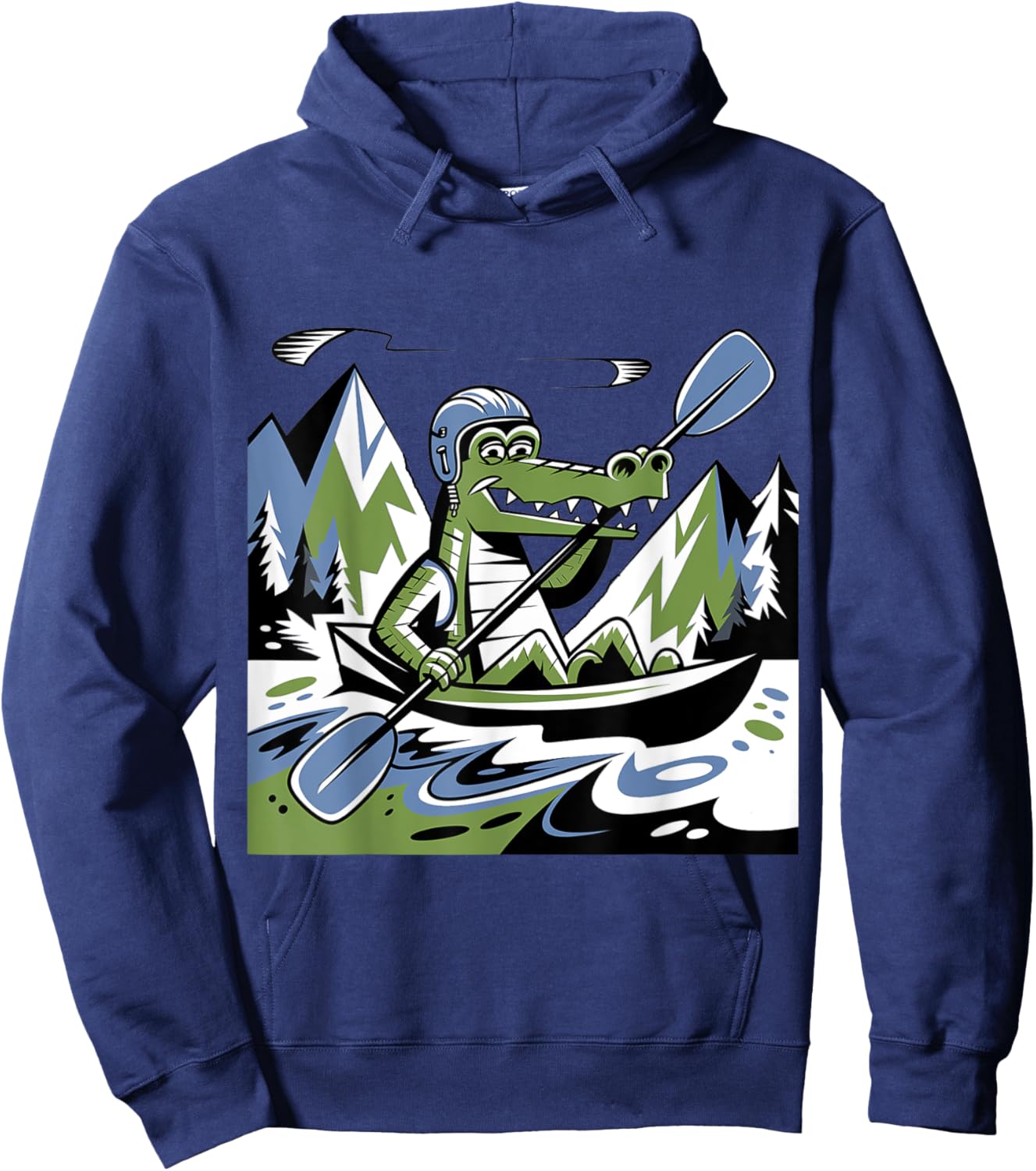 Funny Cool Alligator Kayaking Abstract Hoodie - Hoodie | Navy