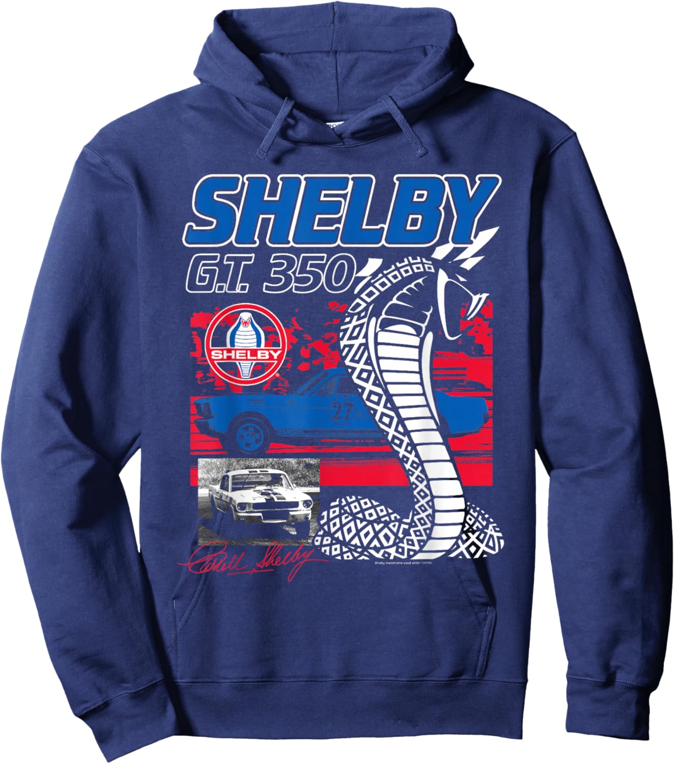 Shelby GT 350 Race Car Collage Vintage Sports Car Hoodie - Hoodie | Navy