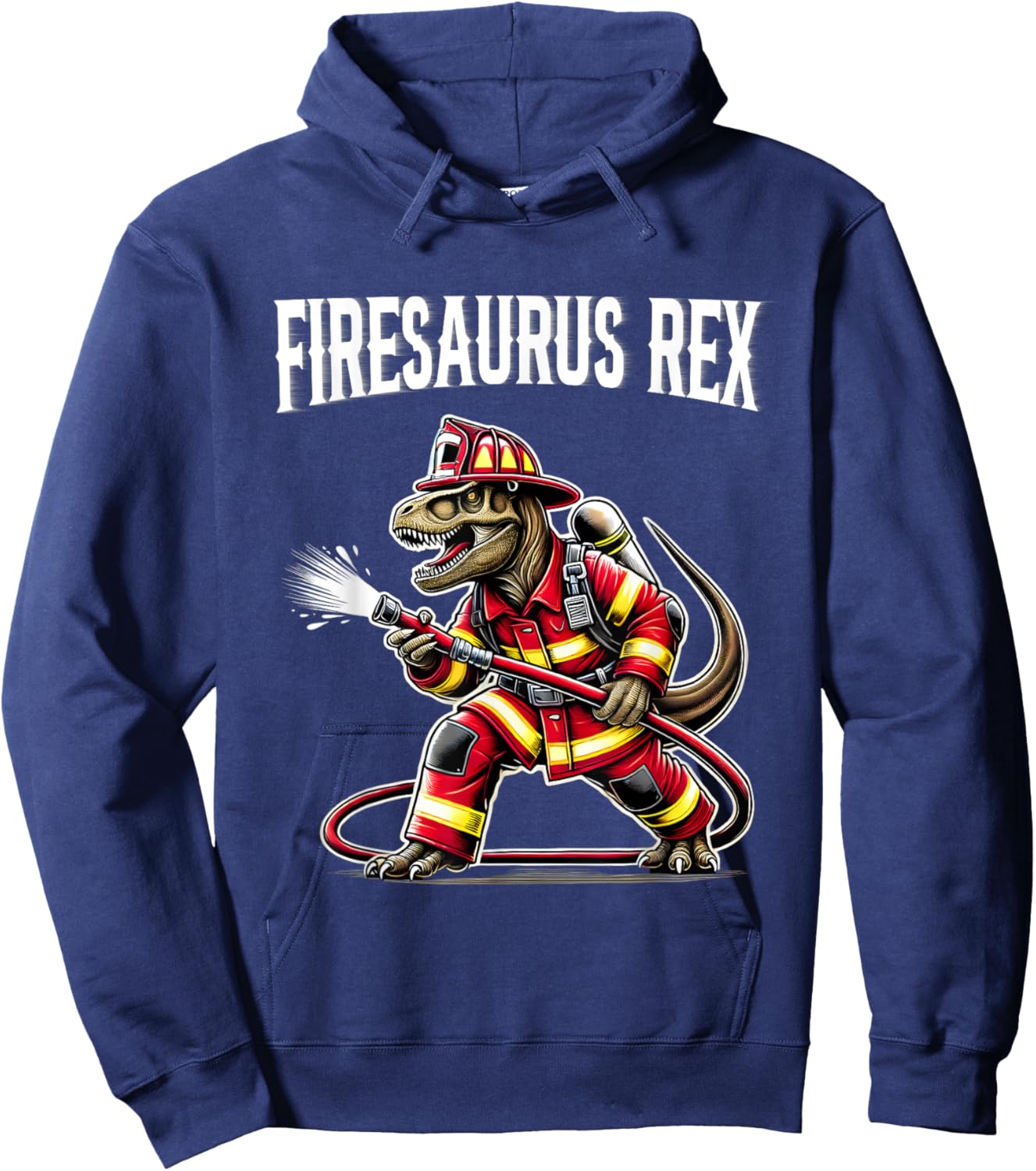 Firefighter T Rex Dinosaur Shirt Firesaurus Fireman Kids Boy Hoodie - Hoodie | Navy