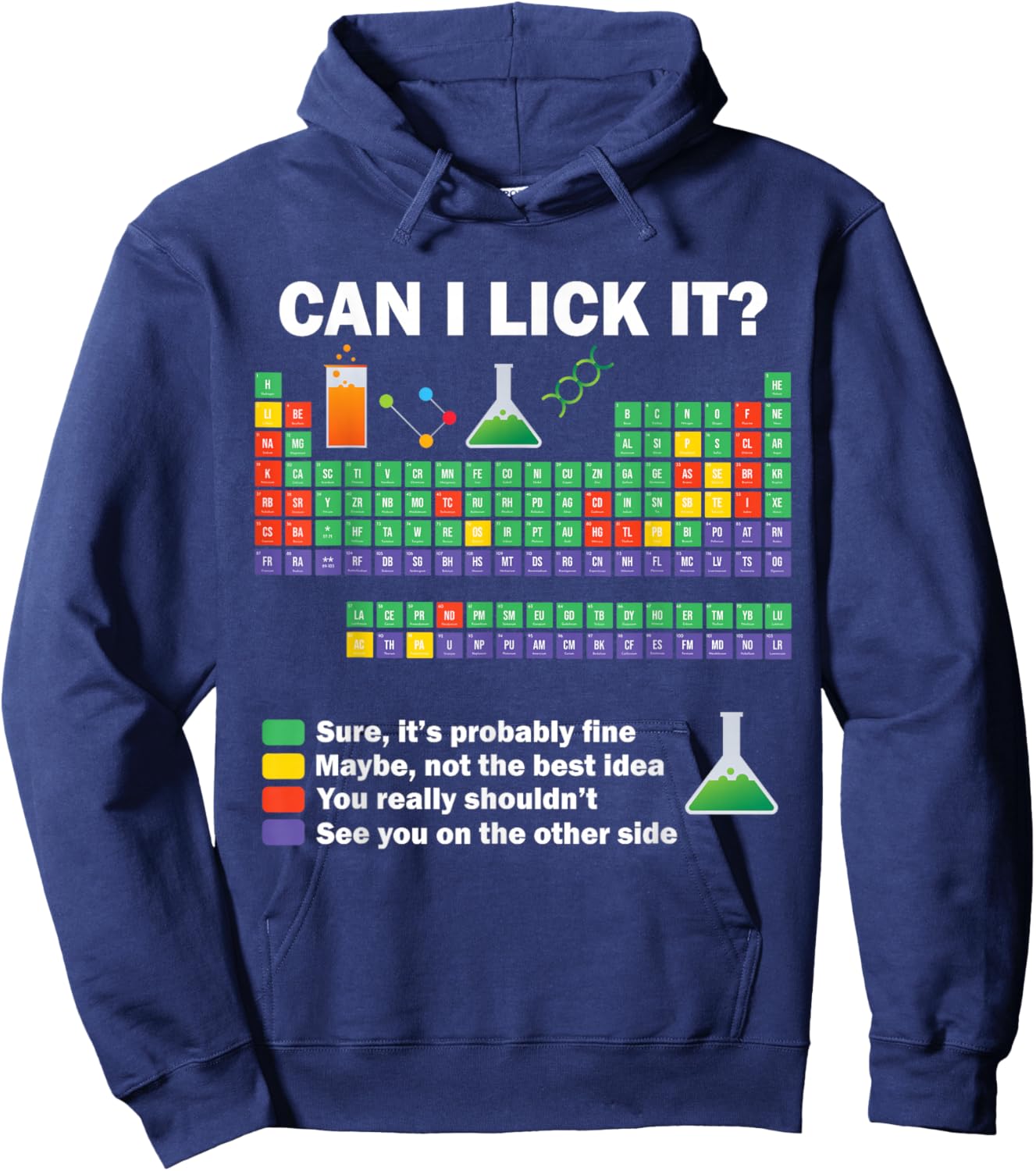Can I Lick It Chemistry Periodic Table of Elements Science Hoodie - Hoodie | Navy
