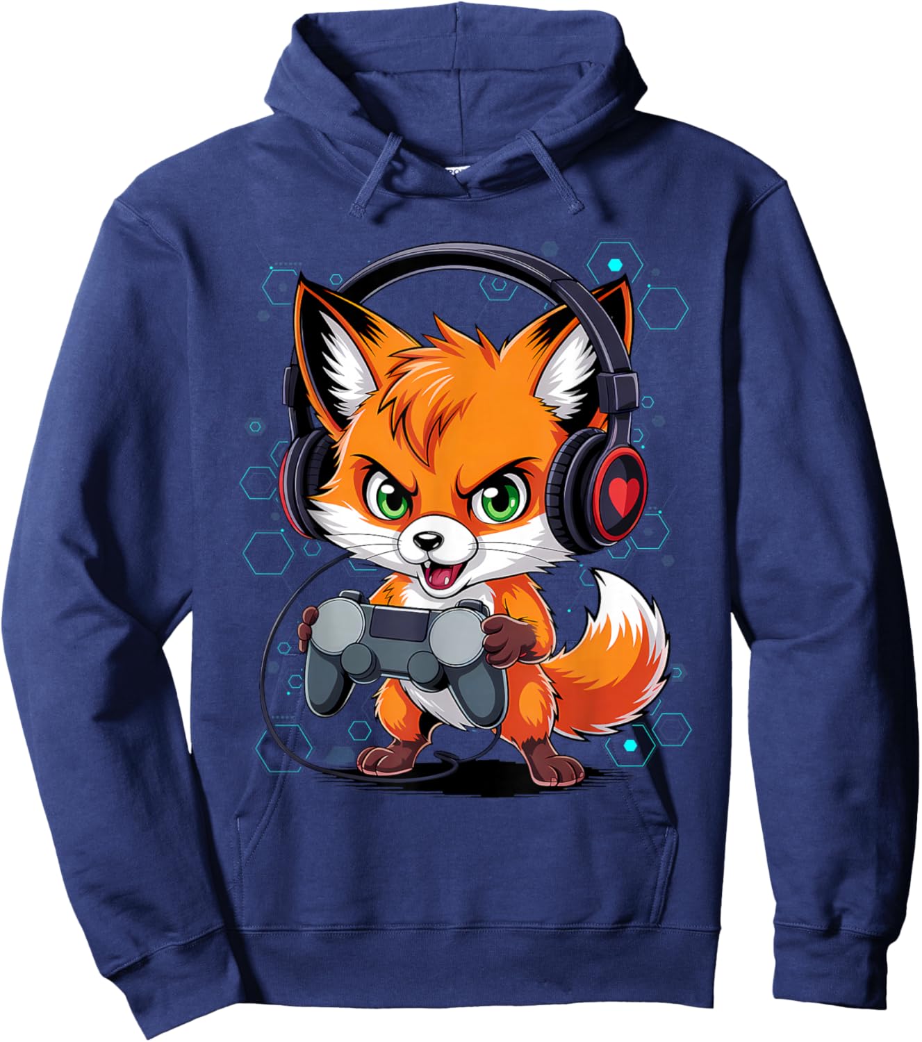 Funny Red Fox Gamer Video Games Boys Girls Kids Hoodie - Hoodie | Navy