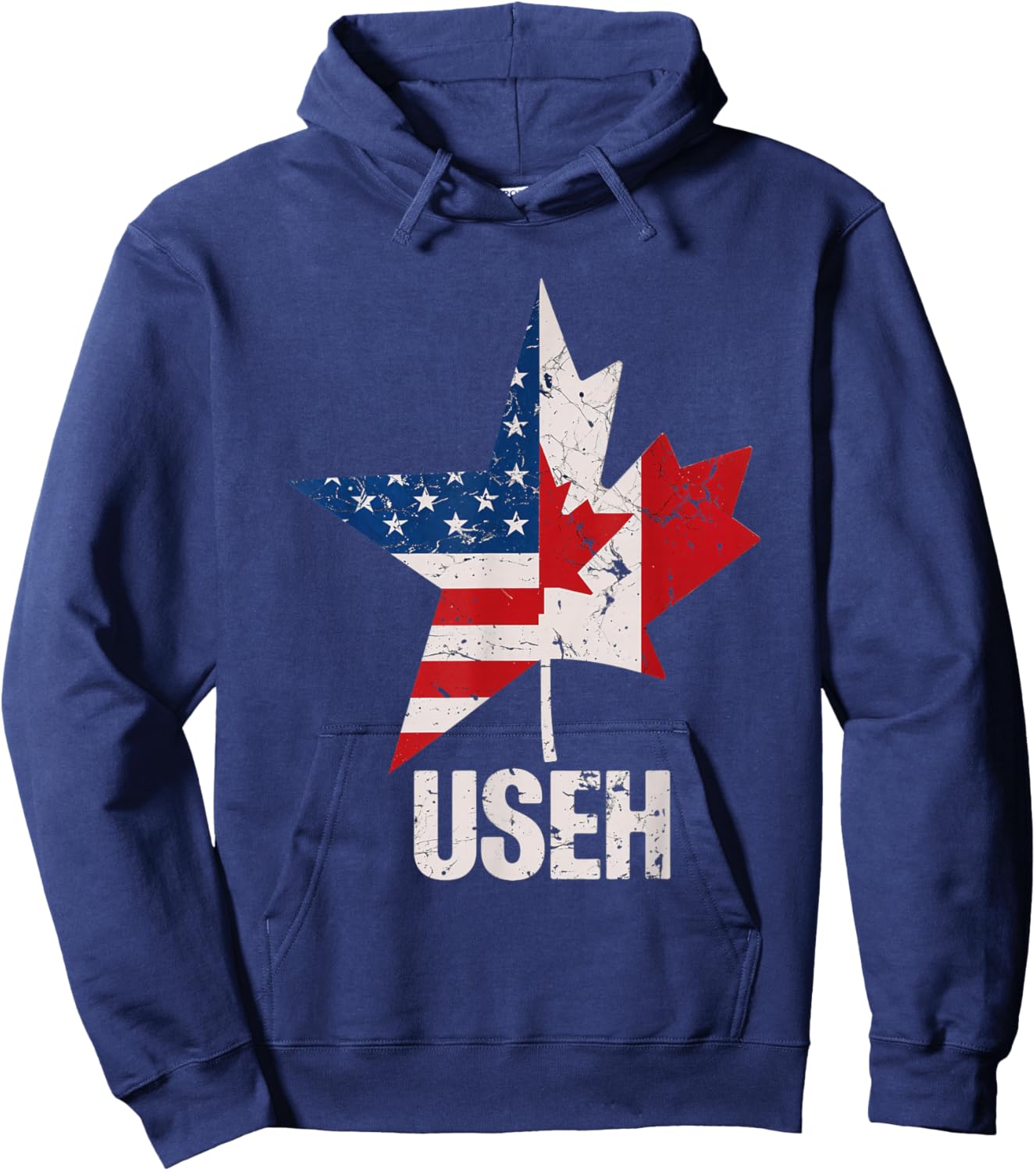 USEH Canada USA Flag Maple Leaf American Canadian Hoodie - Hoodie | Navy