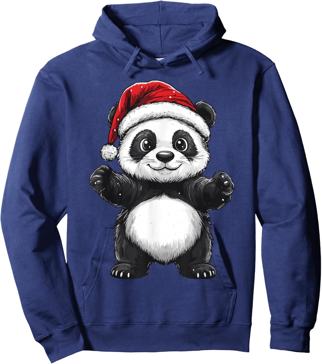 Panda Santa Hat Christmas Boys Girls Kids Panda Lover Pajama Hoodie - Hoodie | Navy