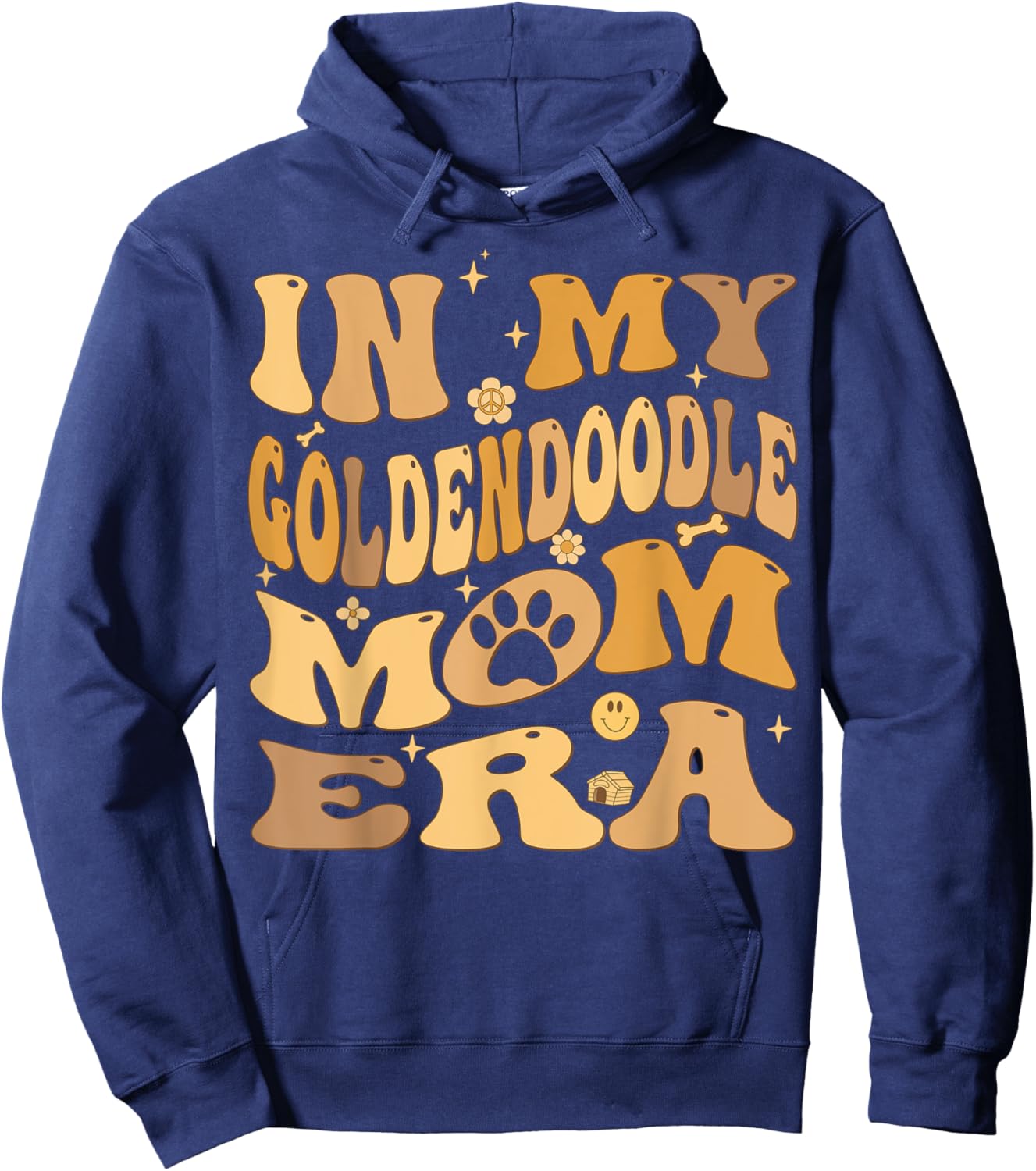 In My Goldendoodle Mom Era Groovy Groodle Dog Hoodie - Hoodie | Navy