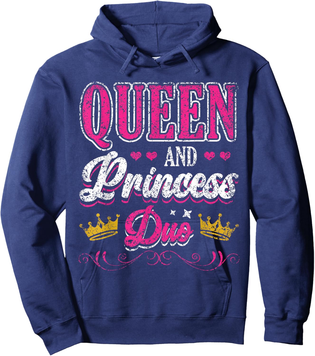 Queen And Princess Duo Matching Mom Mother Daughter Mommy Hoodie - Hoodie | Navy