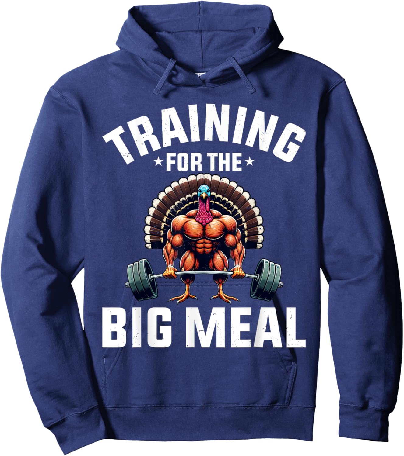 Training for the Big Meal Funny Turkey Workout Thanksgiving Hoodie - Hoodie | Navy