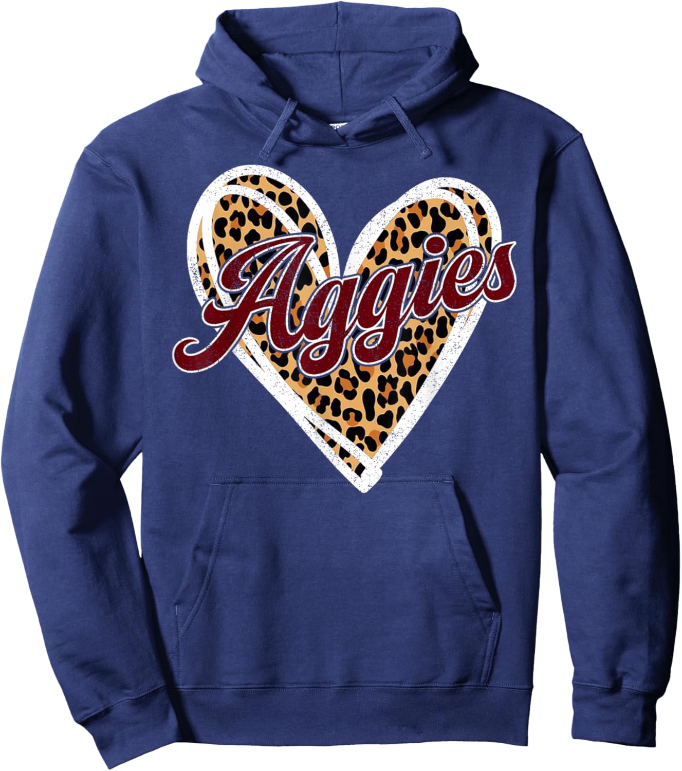 Aggies Love Leopard Heart Hoodie - Hoodie | Navy