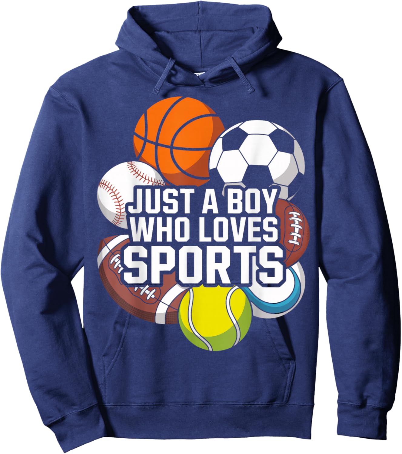Just A Boy Who Loves Sports for Athletic Boys Team Hoodie - Hoodie | Navy