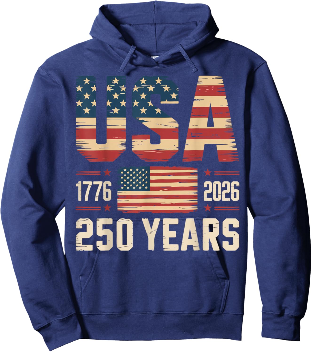 250 Years USA Flag American 250th Anniversary 4th of July Hoodie - Hoodie | Navy