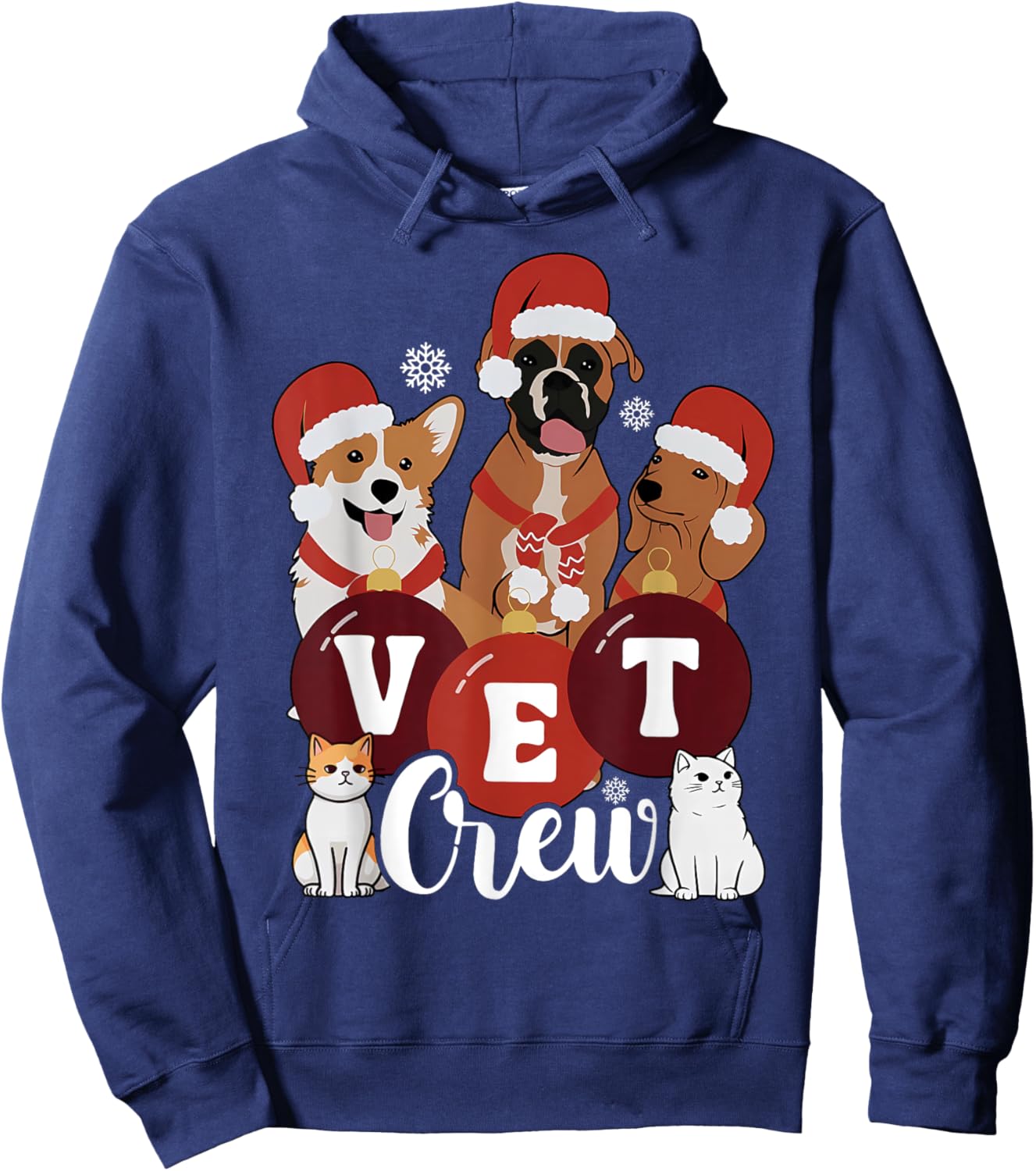 Christmas Cute Pet Santa Hat Vet Crew Veterinary Technician Hoodie - Hoodie | Navy