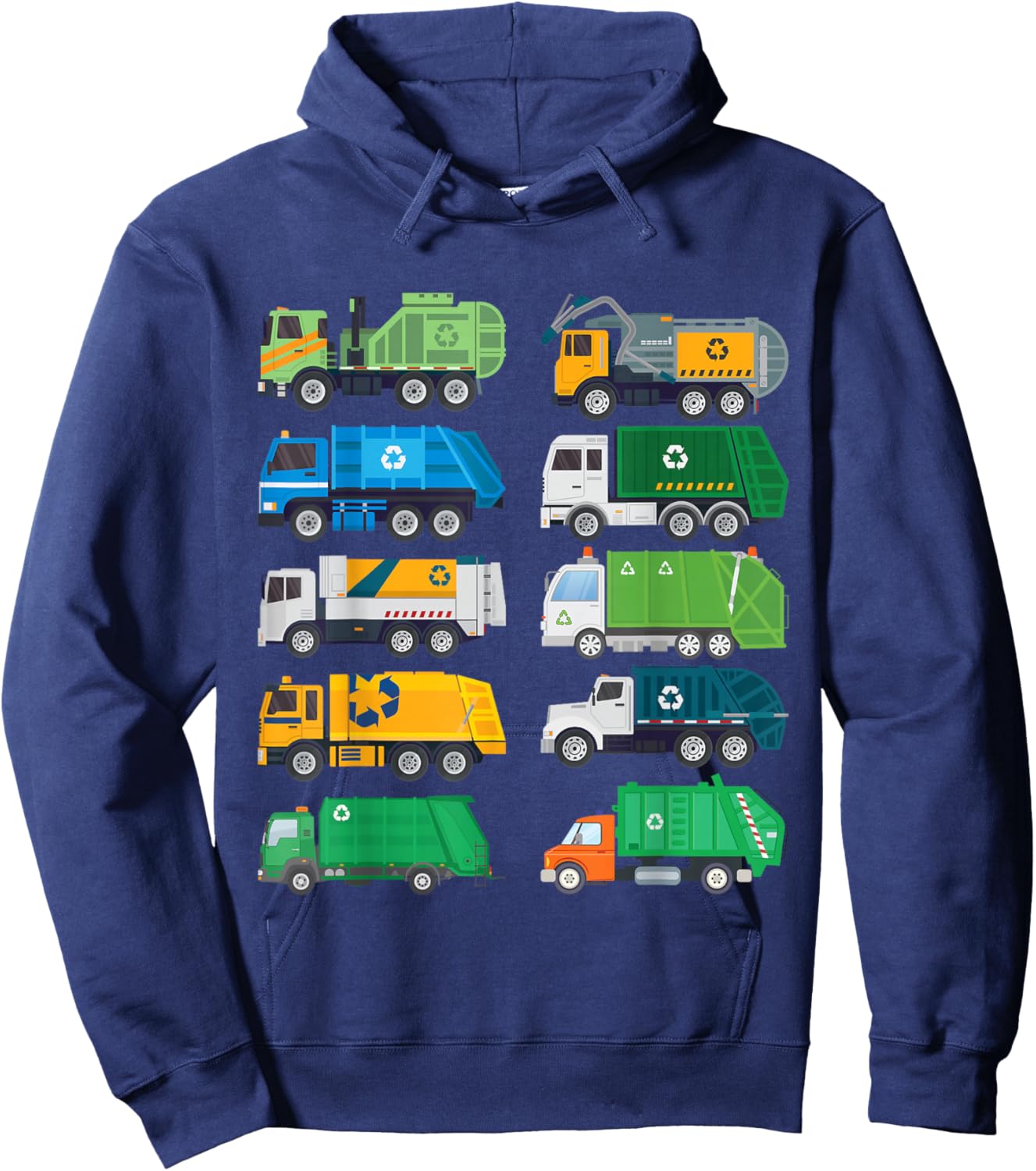 Garbage Truck Recycling Day Trash Waste Separation Trucks Hoodie - Hoodie | Navy