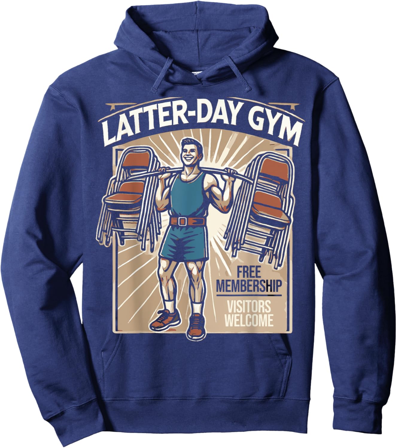 Latter-Day Gym Missionary LDS Church Funny Mormon Hoodie - Hoodie | Navy