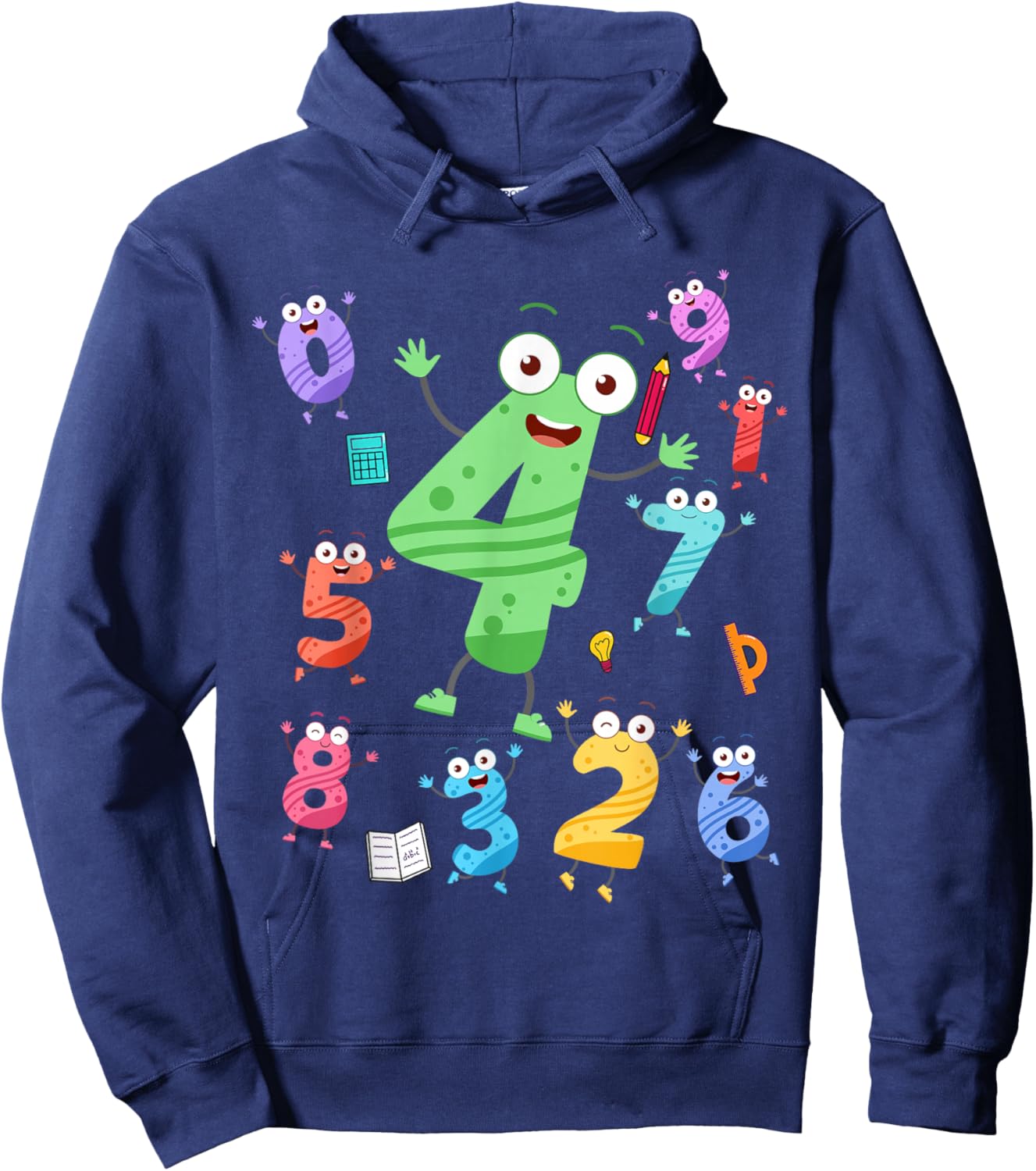 Maths Day Number Costume With Number 4 Idea For Kids Number Hoodie - Hoodie | Navy