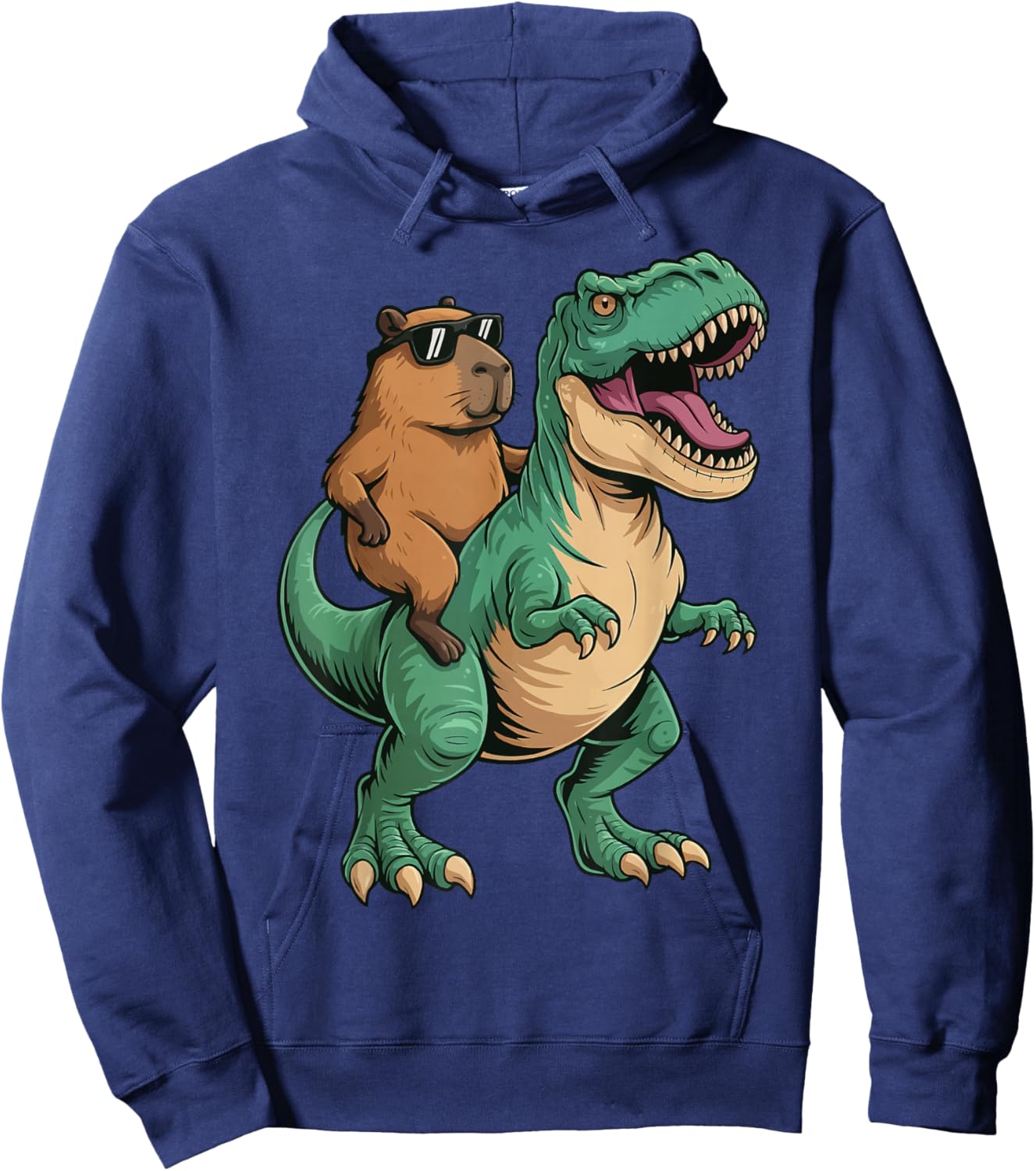 Capybara Riding T-Rex Hoodie - Hoodie | Navy