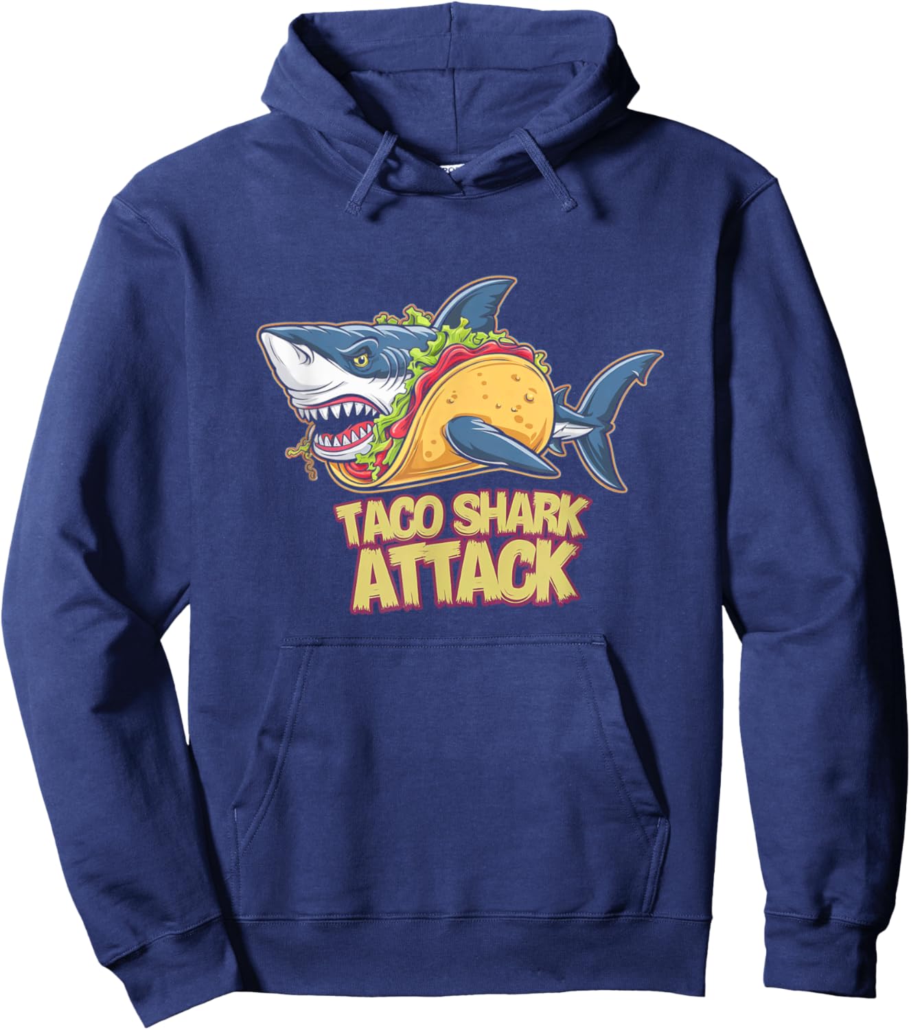 Taco Shark Attack Hilarious Food Pun Hoodie - Hoodie | Navy