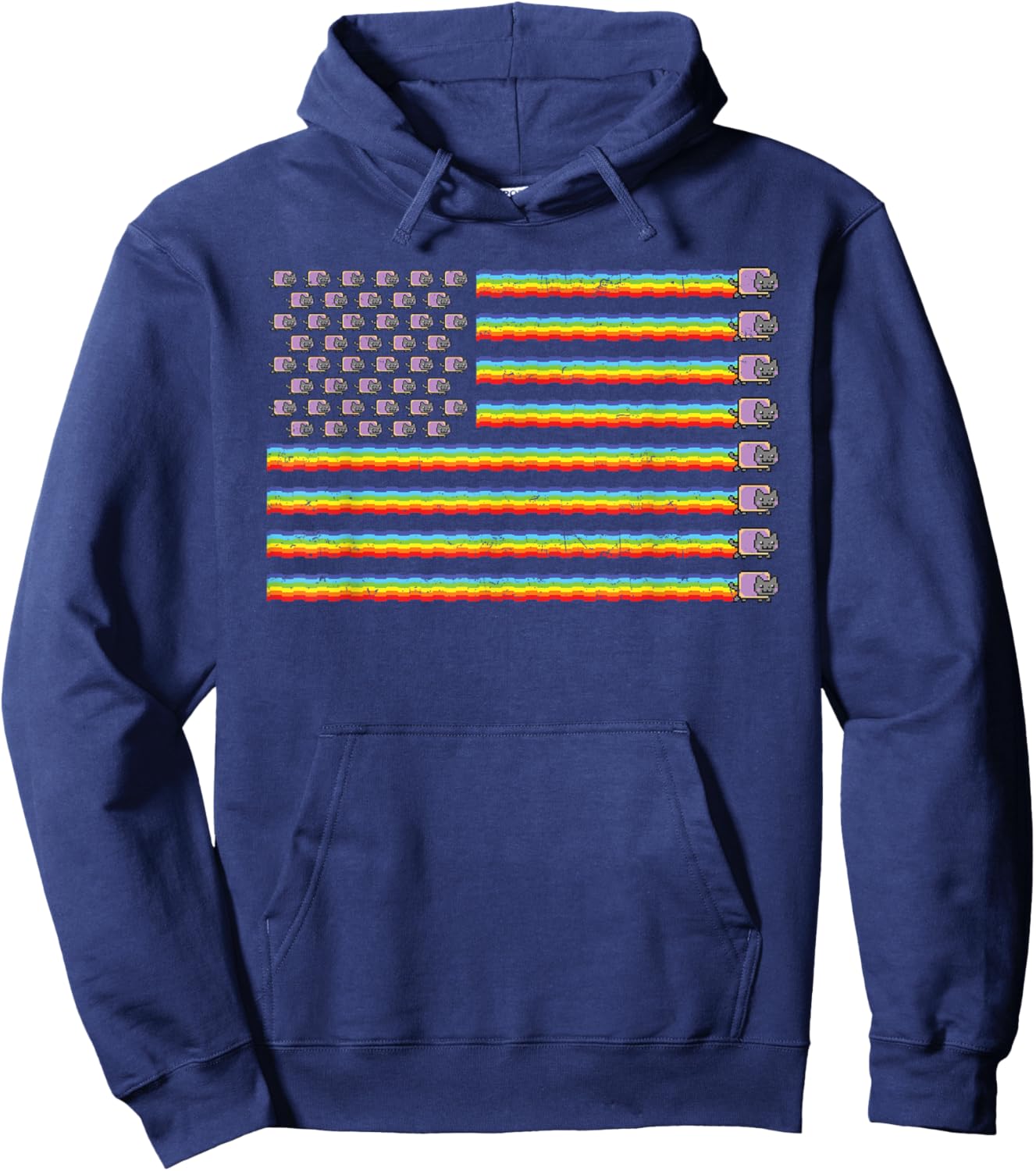 Poptart Rainbow USA American Flag Vintage Hoodie - Hoodie | Navy