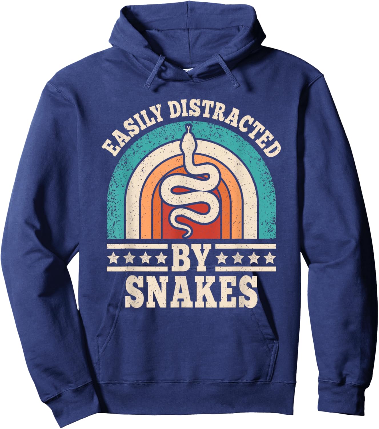 Easily Distracted by Snakes Retro Reptile Men Women Hoodie - Hoodie | Navy