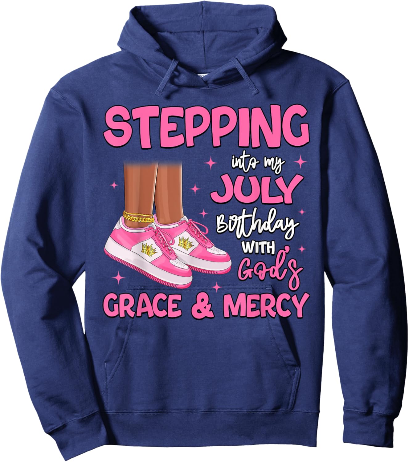 Stepping Into My July Birthday Black Girl Bday Queen Hoodie - Hoodie | Navy