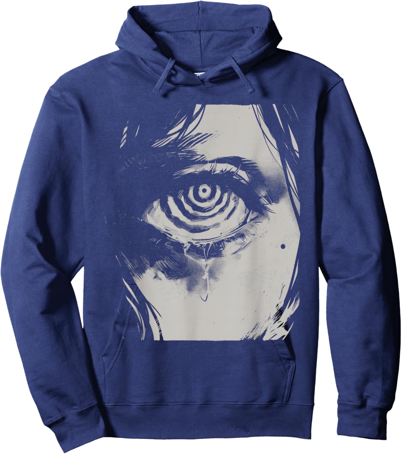 Grunge Horror Eye | Trippy Weirdcore Punk Creepy Anime Manga Hoodie - Hoodie | Navy