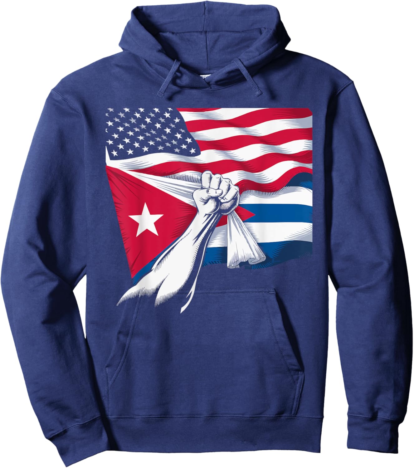 Half Cuban Half American Country USA Flag Cuba America Hoodie - Hoodie | Navy