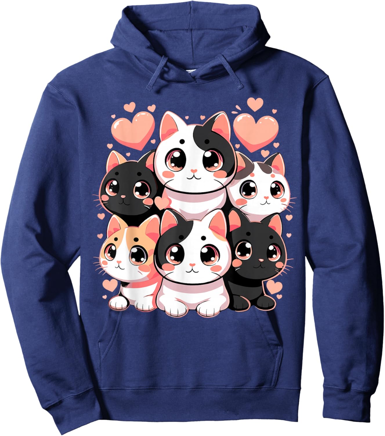 Cute Kawaii Cats Hoodie - Hoodie | Navy