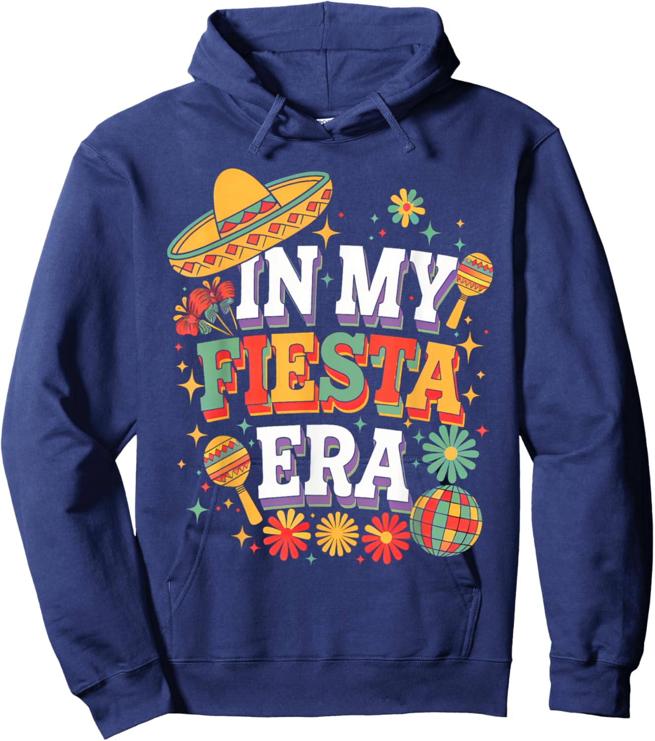 In My Fiesta Era Retro Cinco De Mayo Groovy Girls Hoodie - Hoodie | Navy