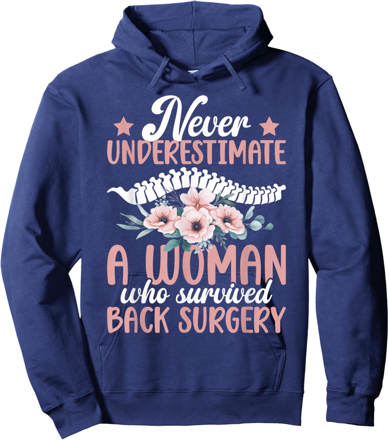 Proud Back Surgery Survivor Woman Back Surgery Recovery Hoodie - Hoodie | Navy