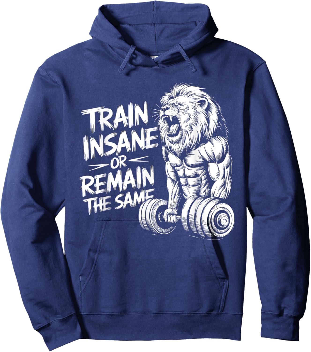 Train Insane or Remain the Same - Lion Lifting Dumbbells Hoodie - Hoodie | Navy
