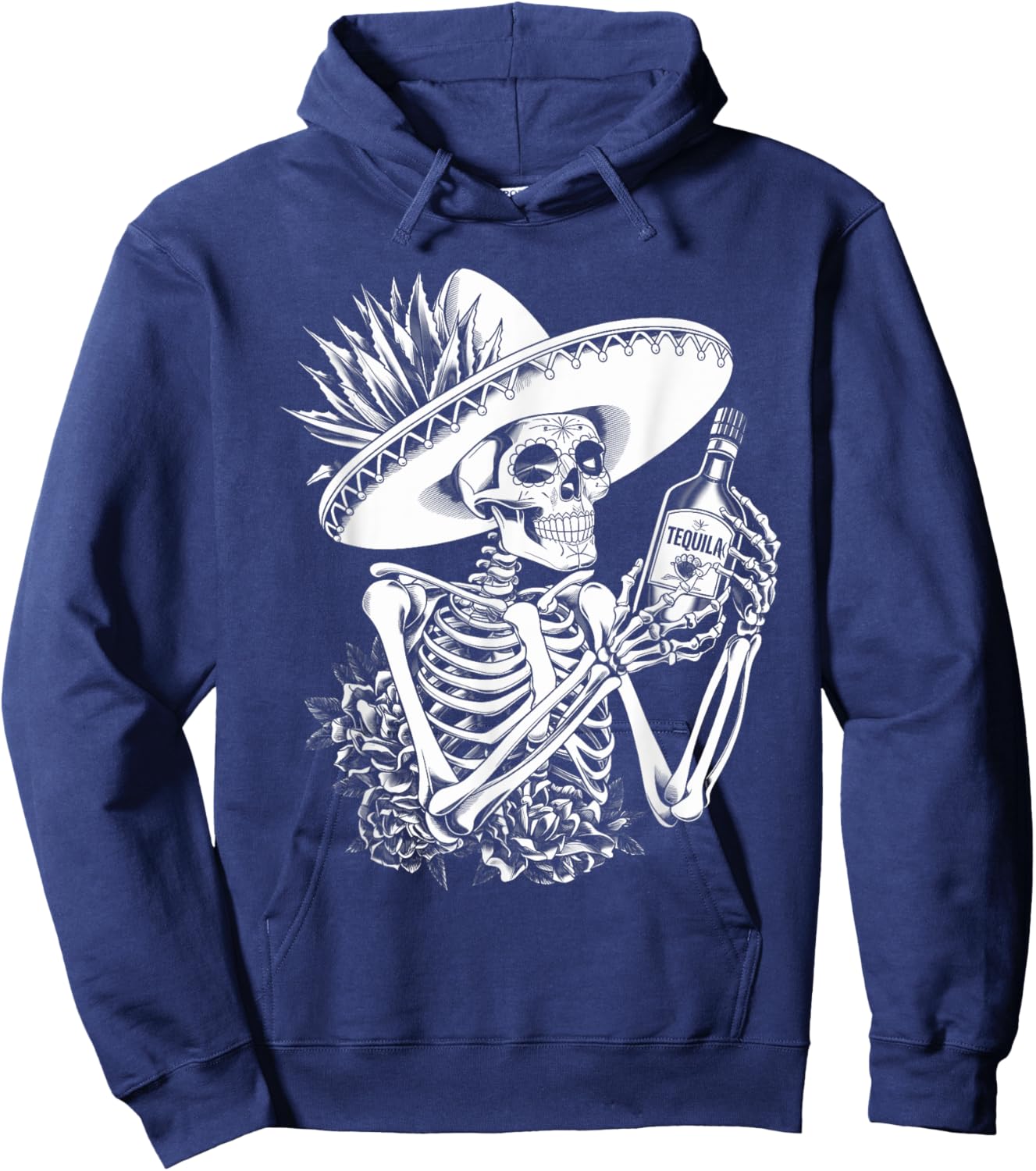 Mexico Vintage Skeleton Tequila Dia De Los Muertos Mexican Hoodie - Hoodie | Navy