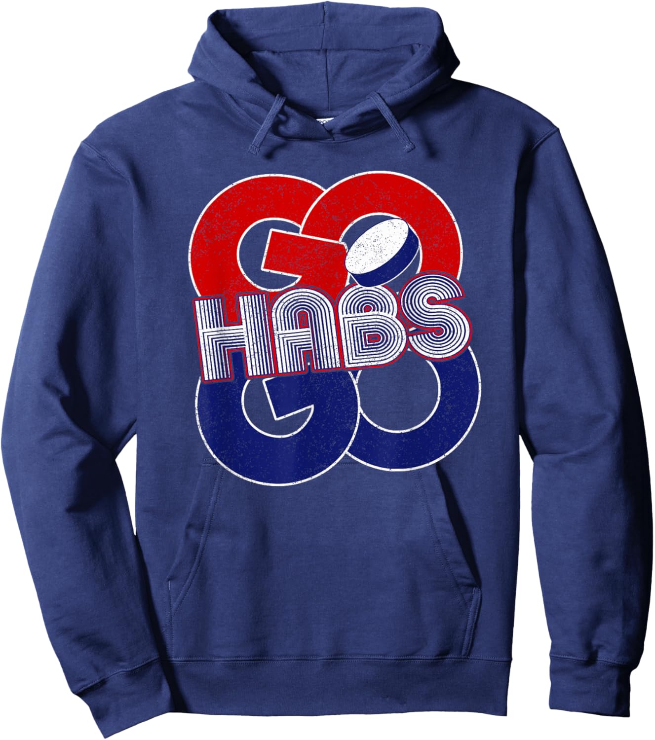 Vintage Go Habs Go-Retro Cheering Fan Team Spirit Hoodie - Hoodie | Navy